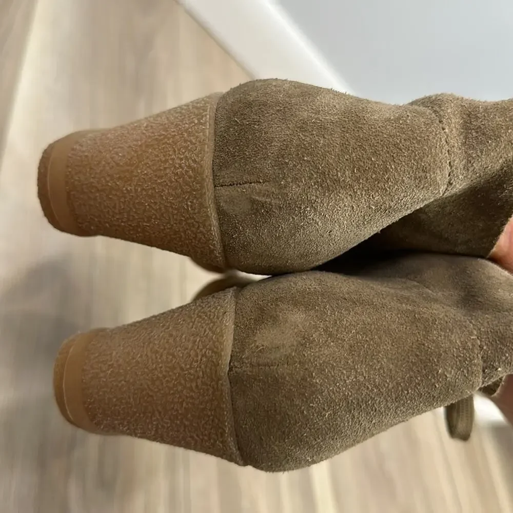 J. Crew neutral suede wedge booties size 7